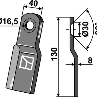 Overlapping chopping blade 130x40mm