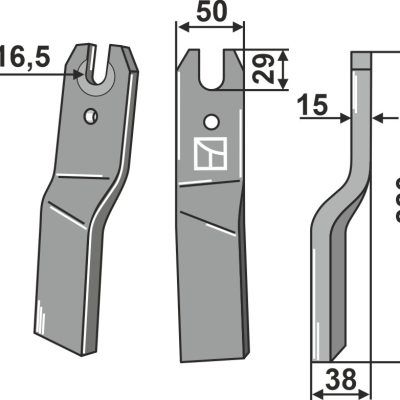 Rotary tine 220x50mm, model