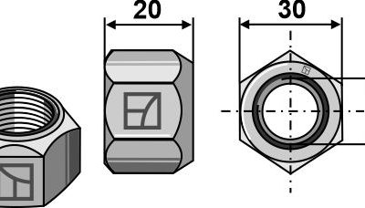All-metal nut with squeezing device M20 - DIN980 galv. 10.9
