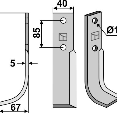 Blade 222x40mm, left