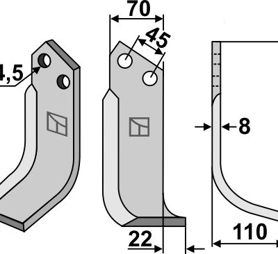 Blade 200x70mm, right