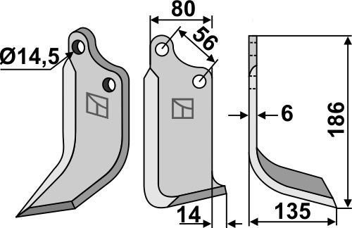 Blade 186x80mm, right