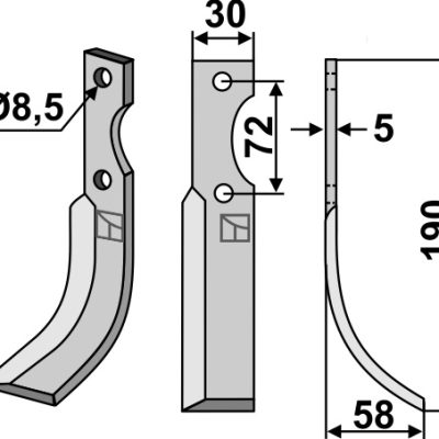 Blade 190x30mm, right