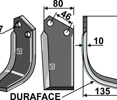 Blade DURAFACE 225x80mm, right