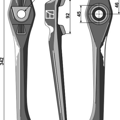 Tine for rotary harrows 342mm, left