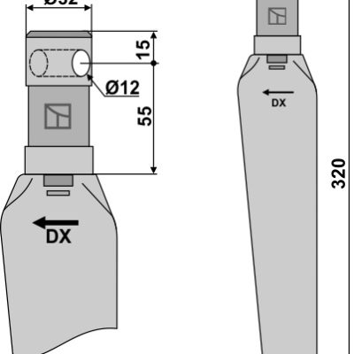 Tine for rotary 320mm, harrowsright