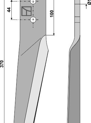 Tine for rotary harrows 370mm, left