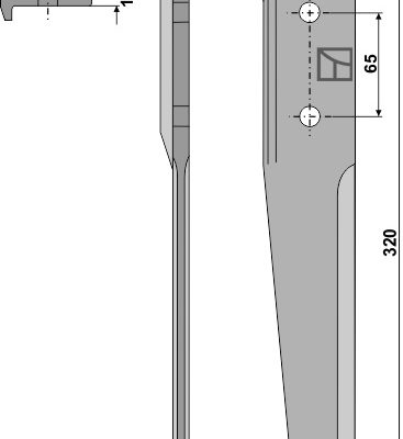 Tine for rotary harrows 320mm, left