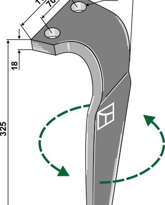 Tine for rotary harrows, left