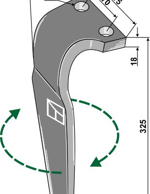 Tine for rotary harrows, right