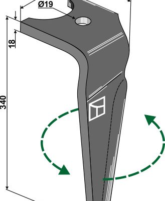 Tine for rotary harrows, left