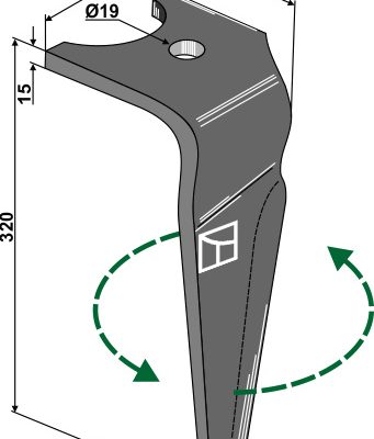 Tine for rotary harrows, left