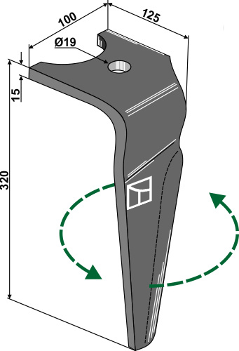 Tine for rotary harrows, left