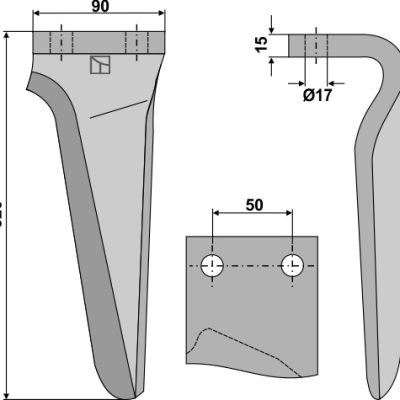 Tine for rotary harrows, left