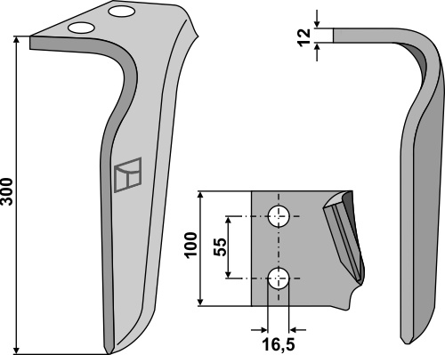 Tine for rotary harrows, left