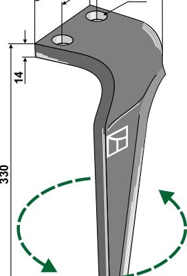 Tine for rotary harrows, left