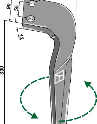 Tine for rotary harrows, left