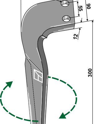 Tine for rotary harrows, right