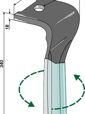 Tine for rotary harrows (DURAFACE), left