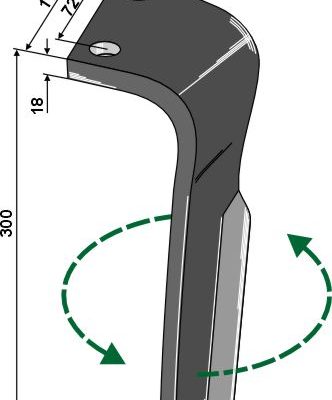 Tine for rotary harrows, left