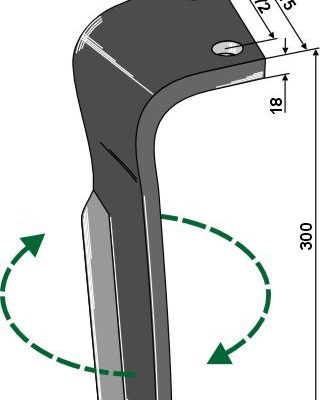 Tine for rotary harrows, right