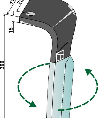 Tine for rotary harrows (DURAFACE), left
