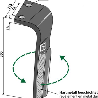 Tine for rotary harrows, left