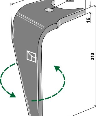 Tine for rotary harrows, left