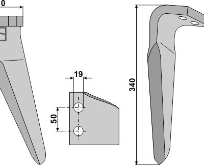 Tine for rotary harrows, left
