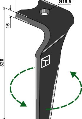 Tine for rotary harrows, left