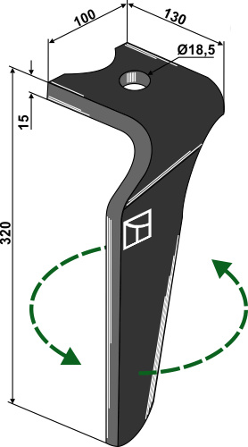 Tine for rotary harrows, left
