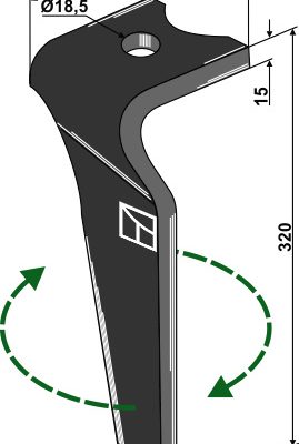 Tine for rotary harrows, right