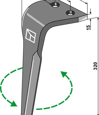 Tine for rotary harrows, left