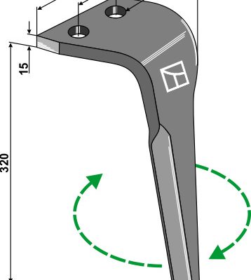 Tine for rotary harrows, right