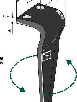 Tine for rotary harrows, left