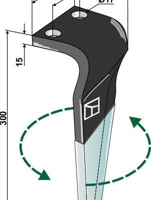 Tine for rotary harrows (DURAFACE), left