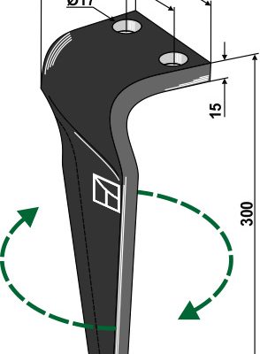 Tine for rotary harrows, right