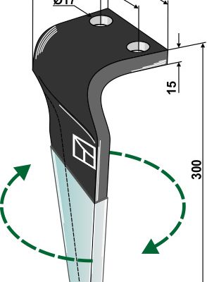 Tine for rotary harrows (DURAFACE), right