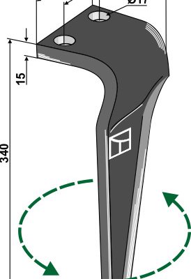 Tine for rotary harrows, left