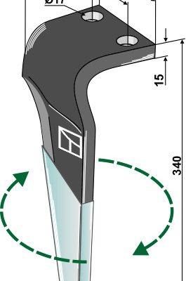 Tine for rotary harrows (DURAFACE), right