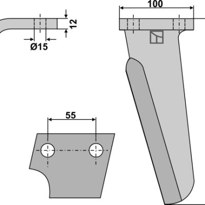Tine for rotary harrows, left