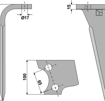 Tine for rotary harrows, left