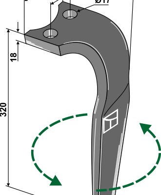 Tine for rotary harrows, left