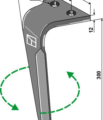 Tine for rotary harrows, left