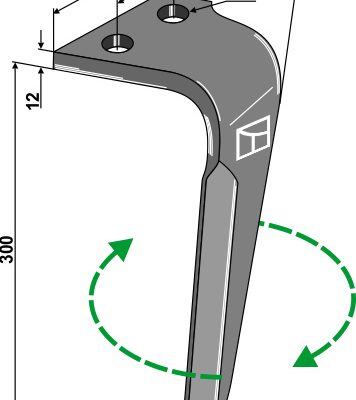 Tine for rotary harrows, right
