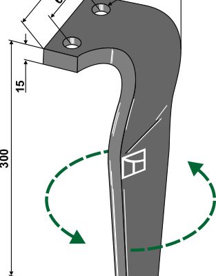 Tine for rotary harrows, left