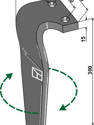 Tine for rotary harrows, right
