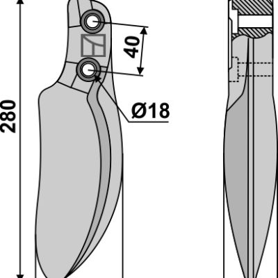 Rotary- and chopper-tine 280mm