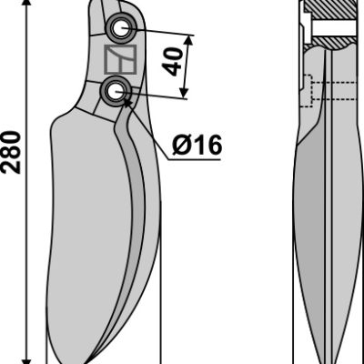 Rotary- and chopper-tine 280mm