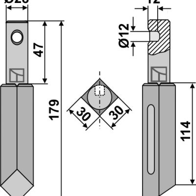 Rotary tine 179mm